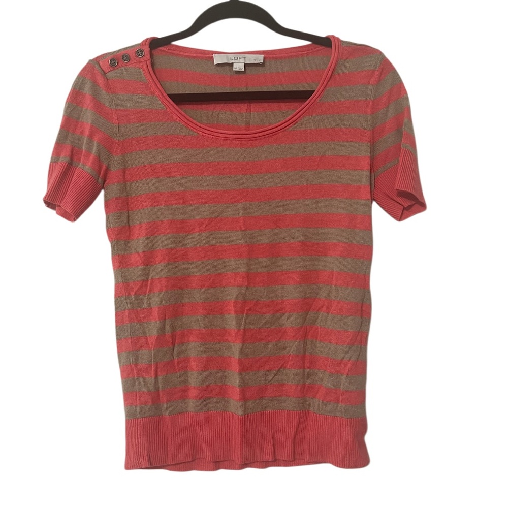 LOFT Women's Striped Pink Top